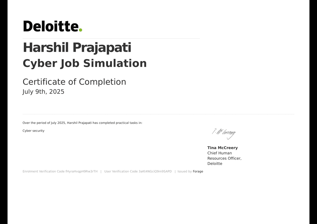 Forage Deloitte Cyber Security Virtual Experience